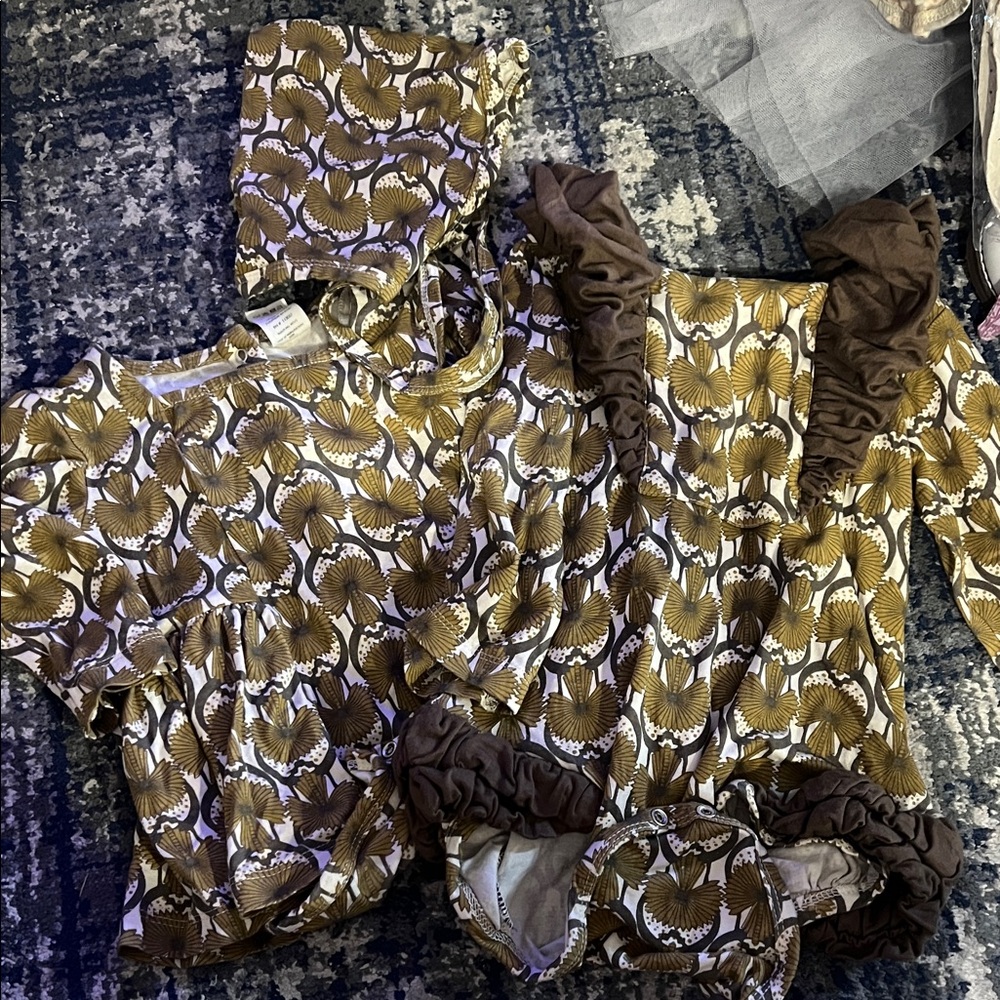 Brown and White Patterned Outfit Set